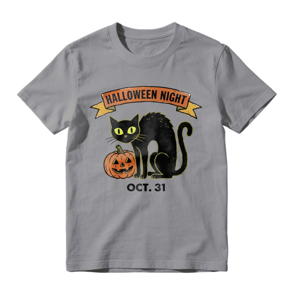 Halloween Night Black Cat And Pumpkin, Unisex Classic T-shirt