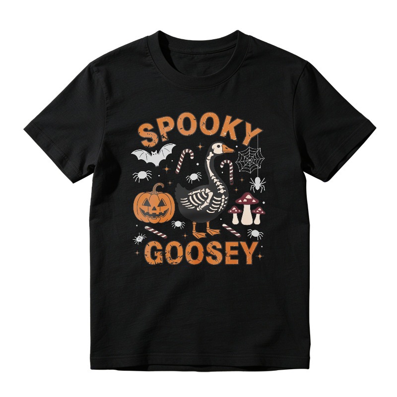 Spooky Goosey Halloween Skeleton Goose Pumpkin Bat Spider Candy Unisex Classic T-shirt