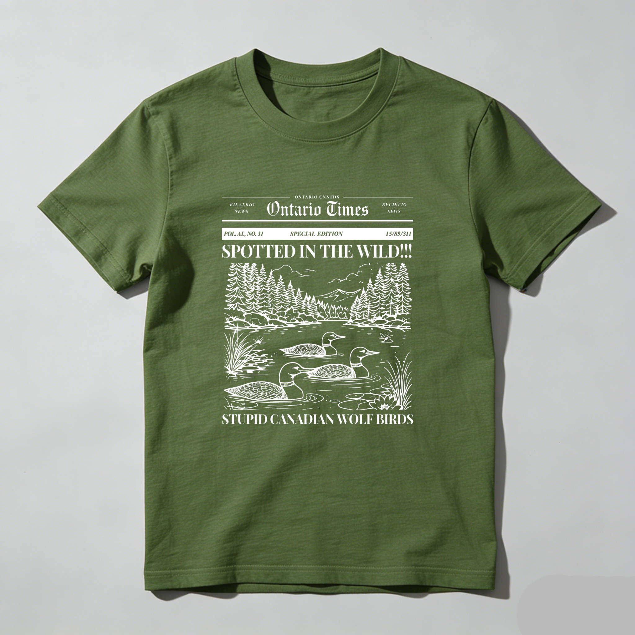 Wardrobecart Ontario Times Spotted In The Wild Stupid Canadian Wolf Birds Tshirt
