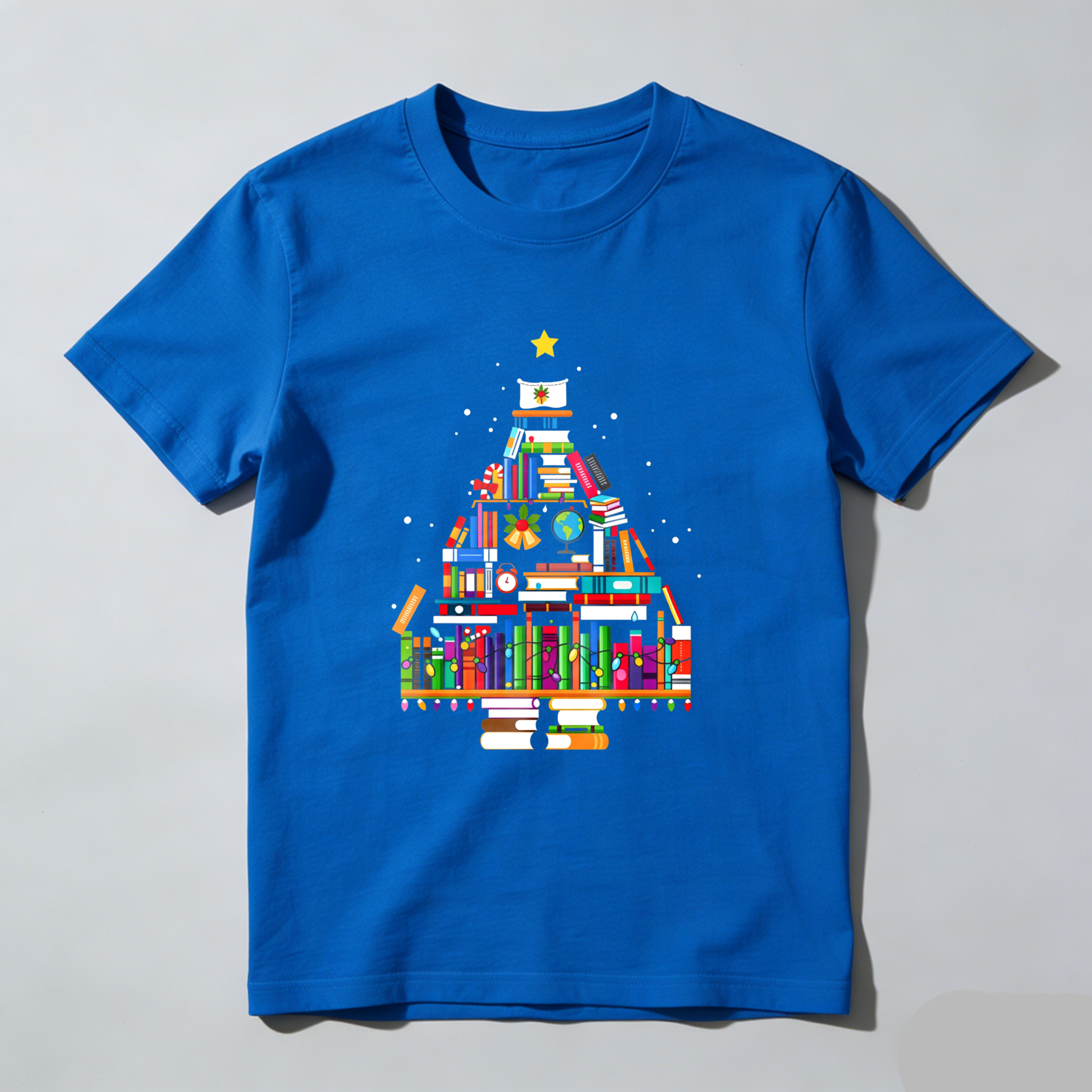 Wardrobecart Books Form Christmas Tree Pattern Tshirt