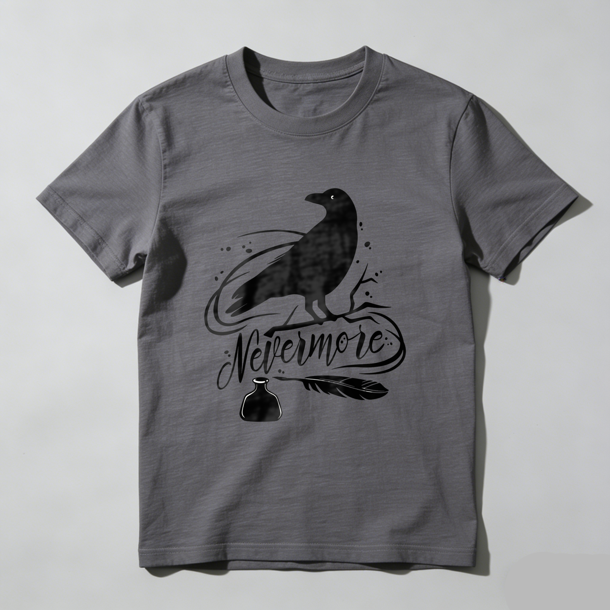 Wardrobecart Nevermore Raven With Feather And Bottle Tshirt