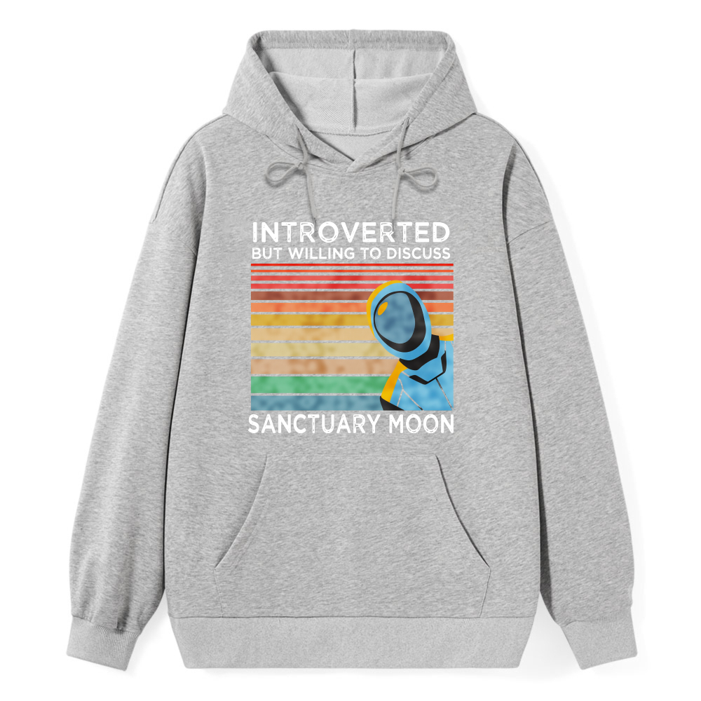 Wardrobecart Introverted But Willing To Discuss Sanctuary Moon Astronaut Retro Gradient Unisex Classic Hoodie