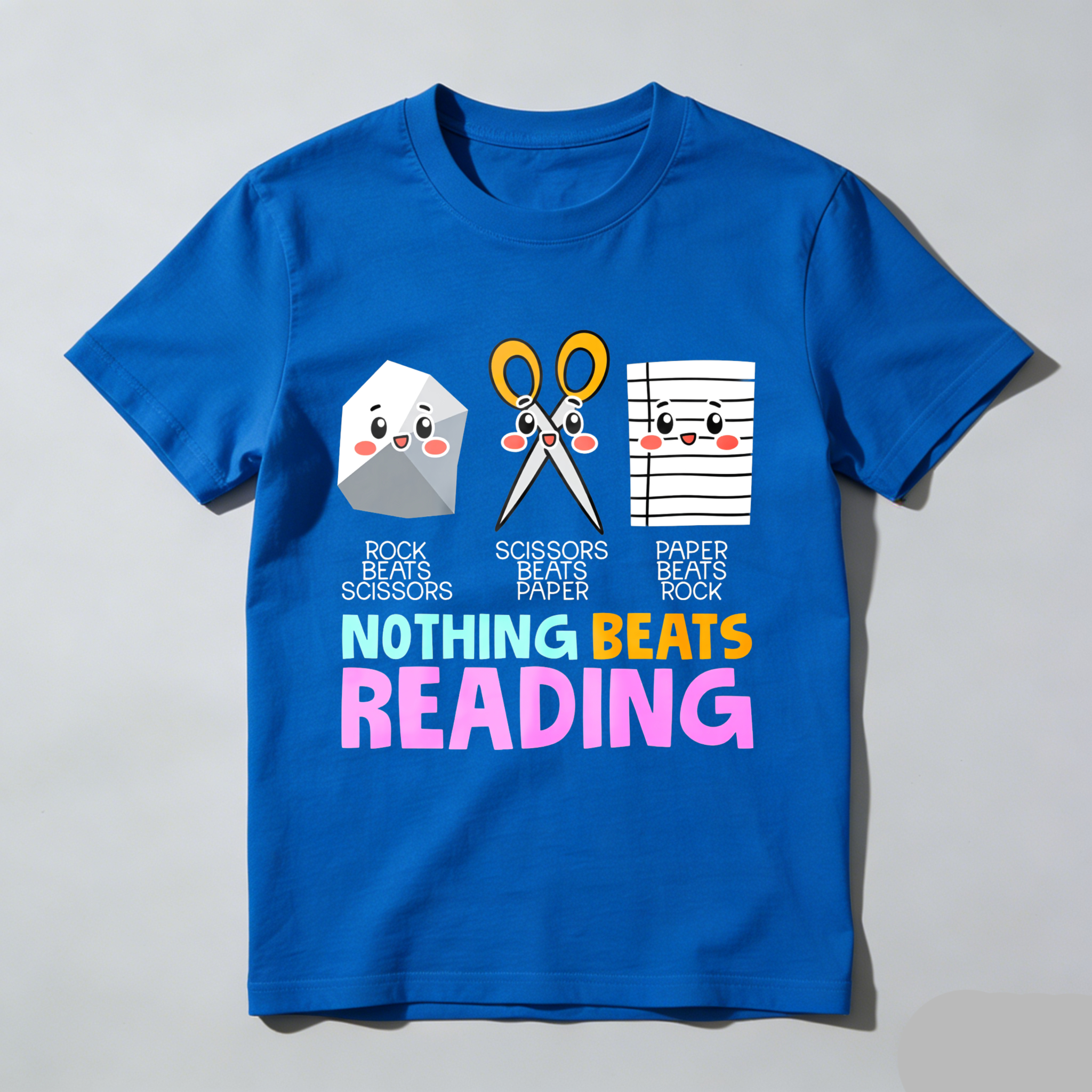 Wardrobecart Rock Beats Scissors Scissors Beats Paper Paper Beats Rock Nothing Beats Reading Tshirt