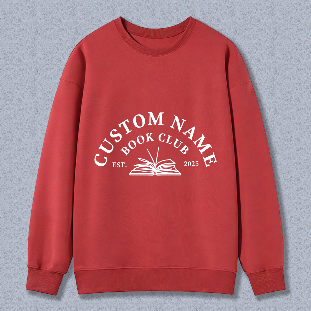 Wardrobecart Custom Name Book Club Est 2025 With Open Book Design Unisex Classic Sweatshirt