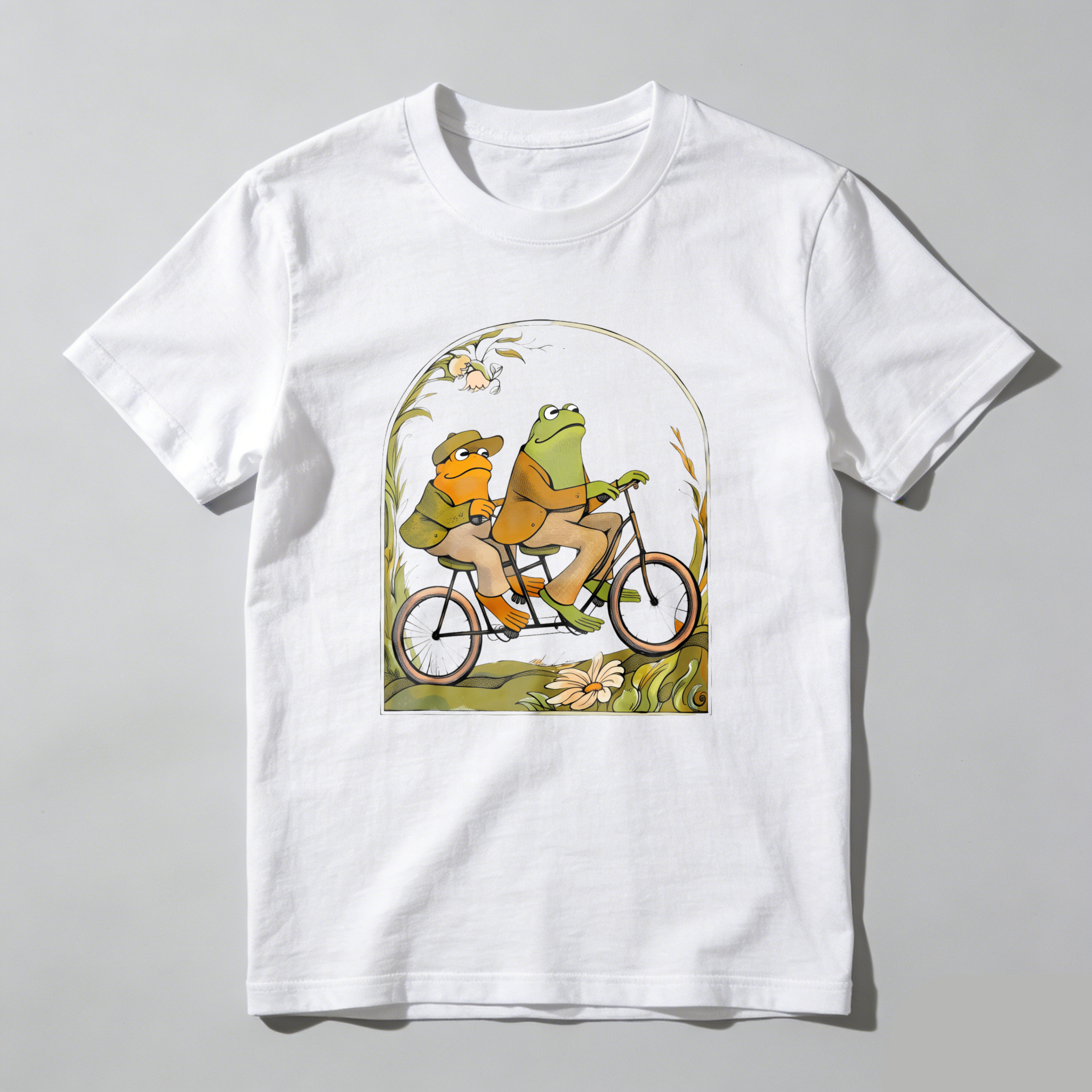 Wardrobecart Frog And Duck Ride Bicycle Together Tshirt
