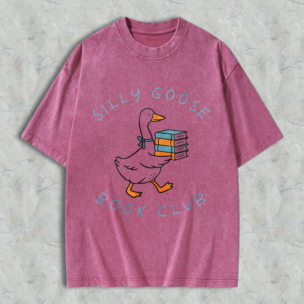 Wardrobecart Silly Goose Book Club Graphic Unisex Washed T-shirt