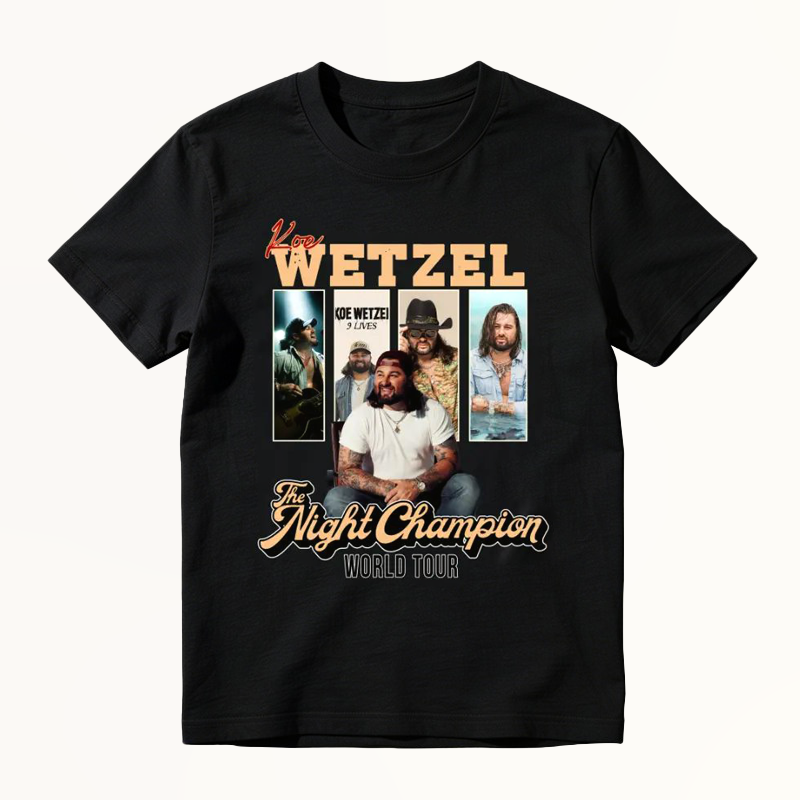 The Night Champion WORLD TOUR Vintage Country Rock Music T-shirt