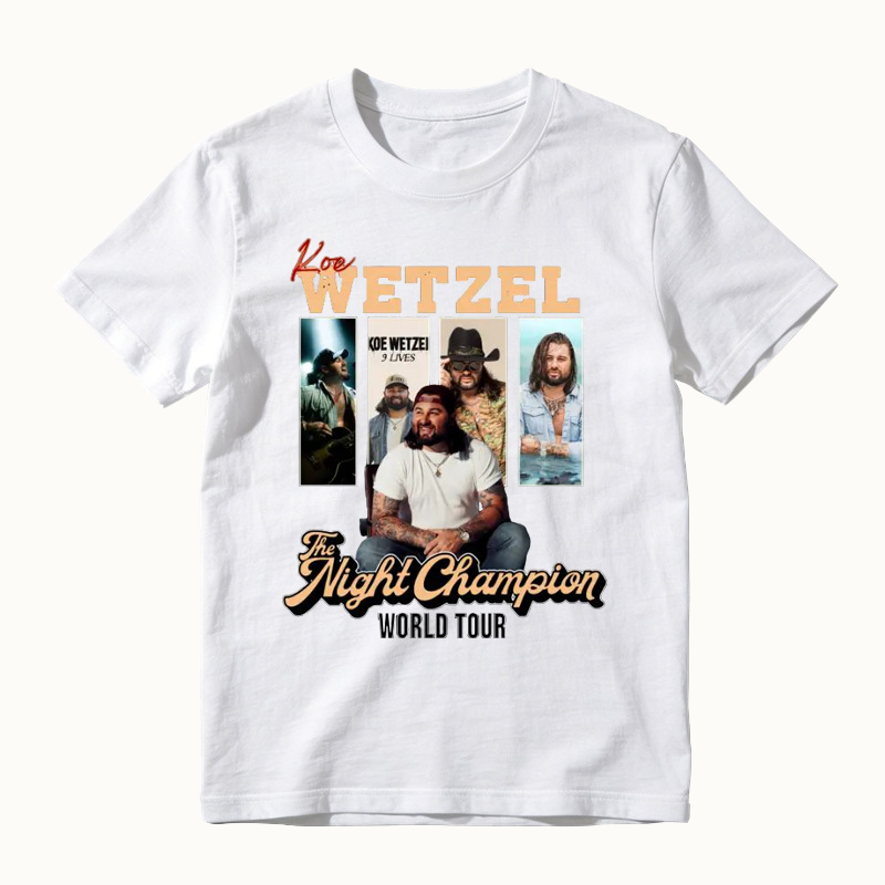 The Night Champion WORLD TOUR Vintage Country Rock Music T-shirt
