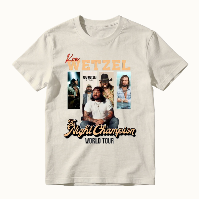 The Night Champion WORLD TOUR Vintage Country Rock Music T-shirt