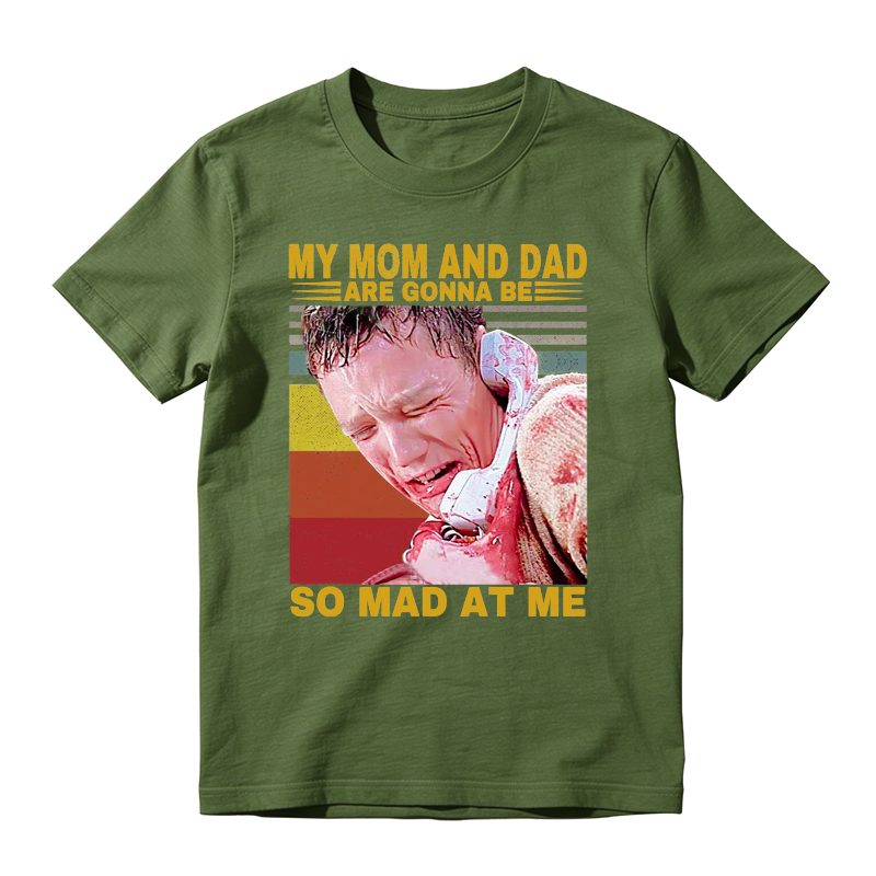 My Mom And Dad Are Gonna Be So Mad At Me Funny Retro Sunset Movie Quote T-shirt