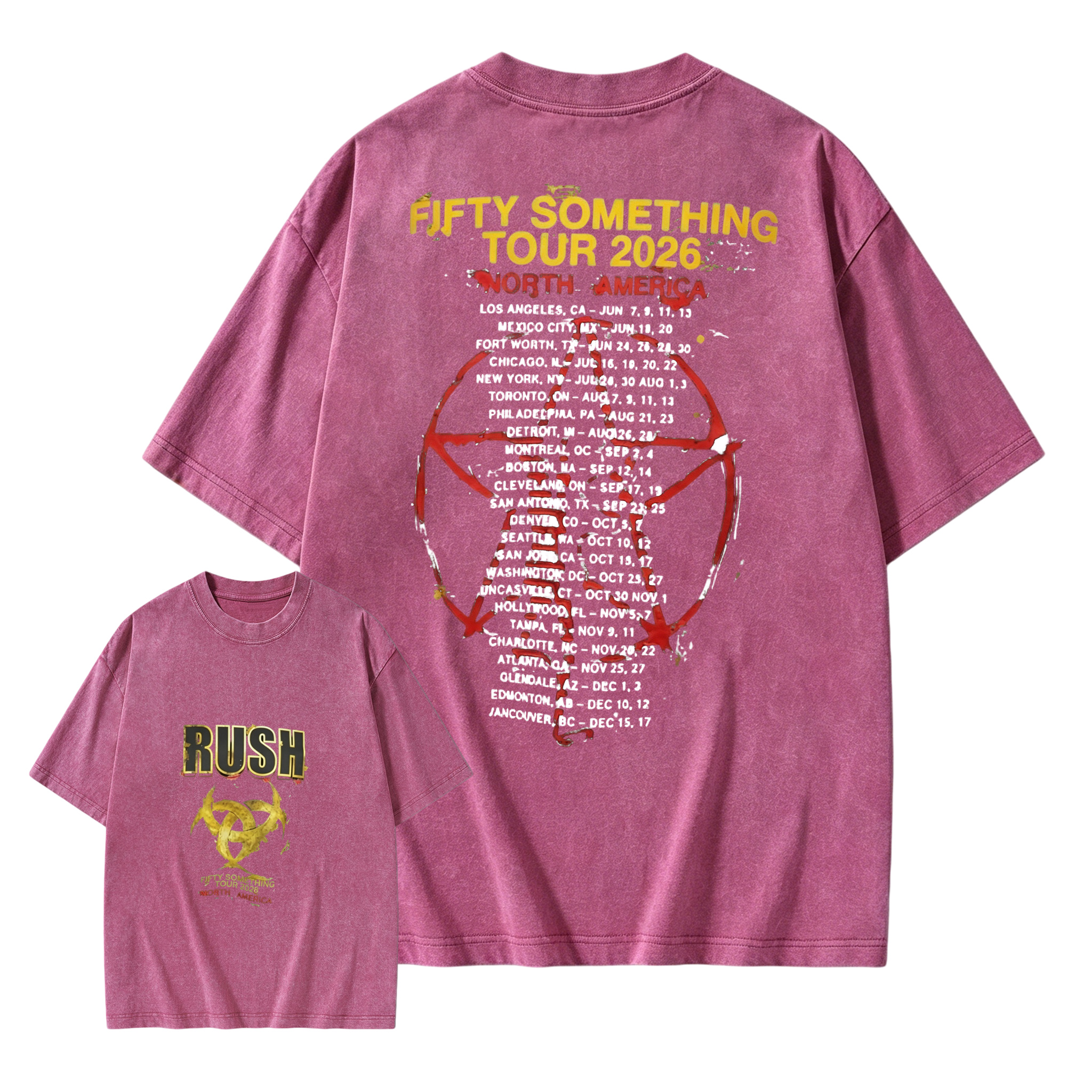 Rush Fifty Something Tour 2026 North America Official Concert Poster Washed T-Shirt