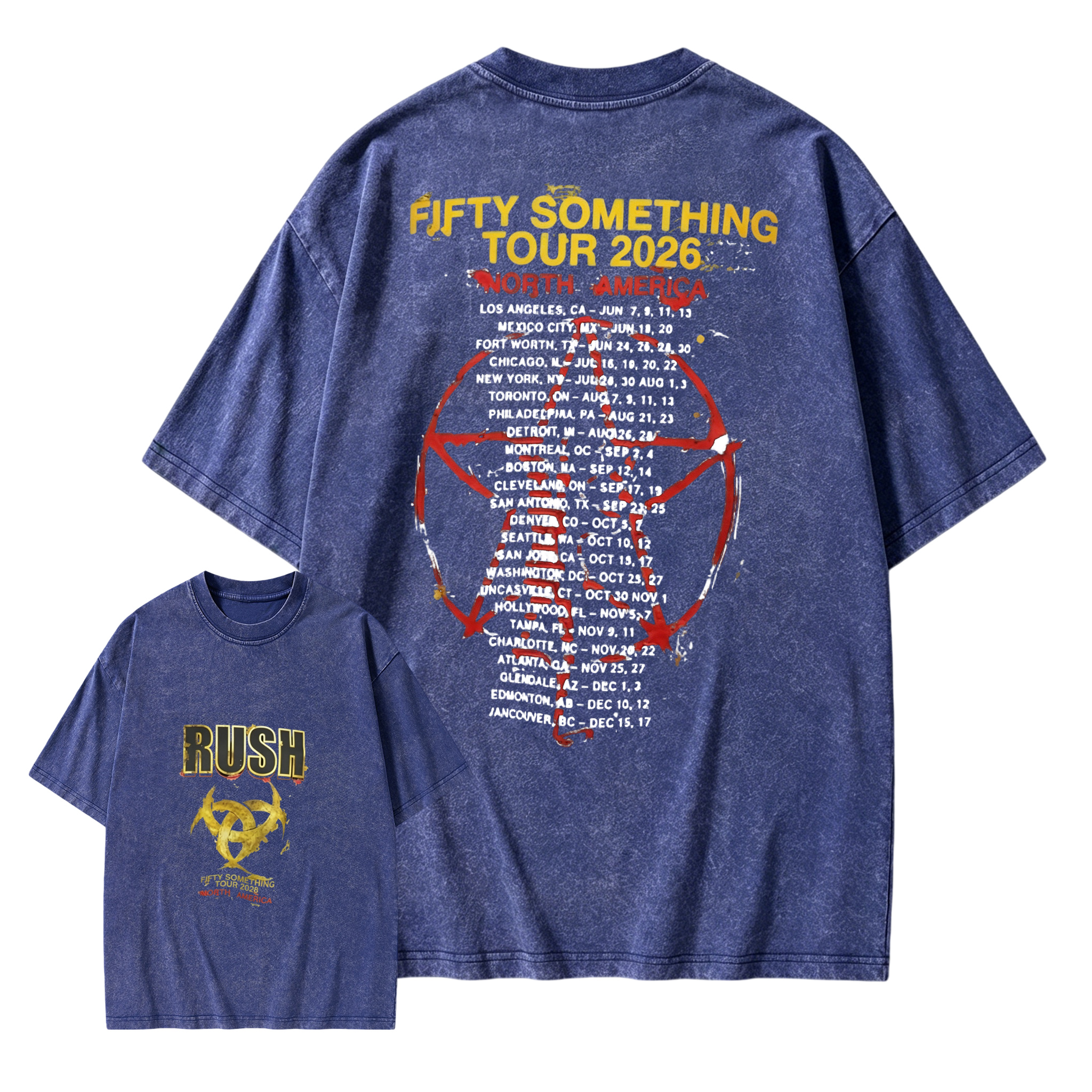 Rush Fifty Something Tour 2026 North America Official Concert Poster Washed T-Shirt
