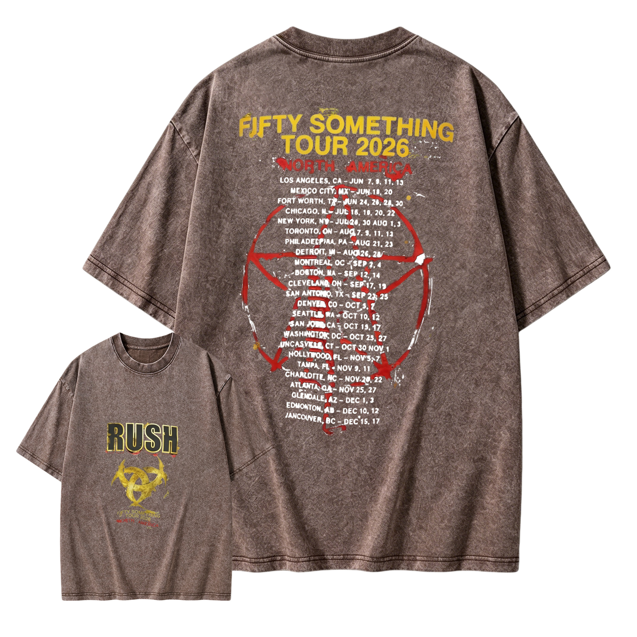 Rush Fifty Something Tour 2026 North America Official Concert Poster Washed T-Shirt