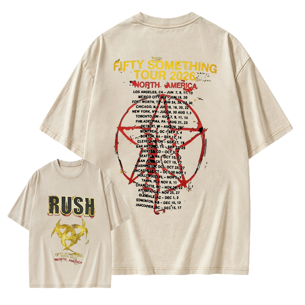 Rush Fifty Something Tour 2026 North America Official Concert Poster Washed T-Shirt
