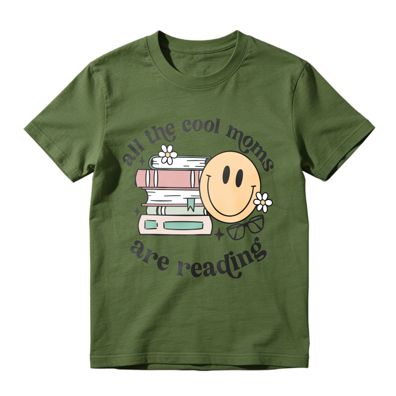 Wardrobecart All The Cool Moms Are Reading Books Smiley Face Design Unisex Classic T-shirt