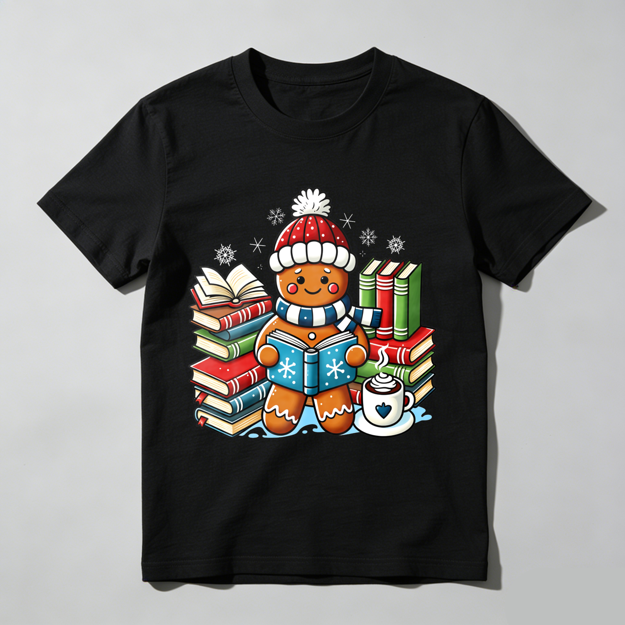 Wardrobecart Gingerbread Cookie Reading Books With Coffee Tshirt