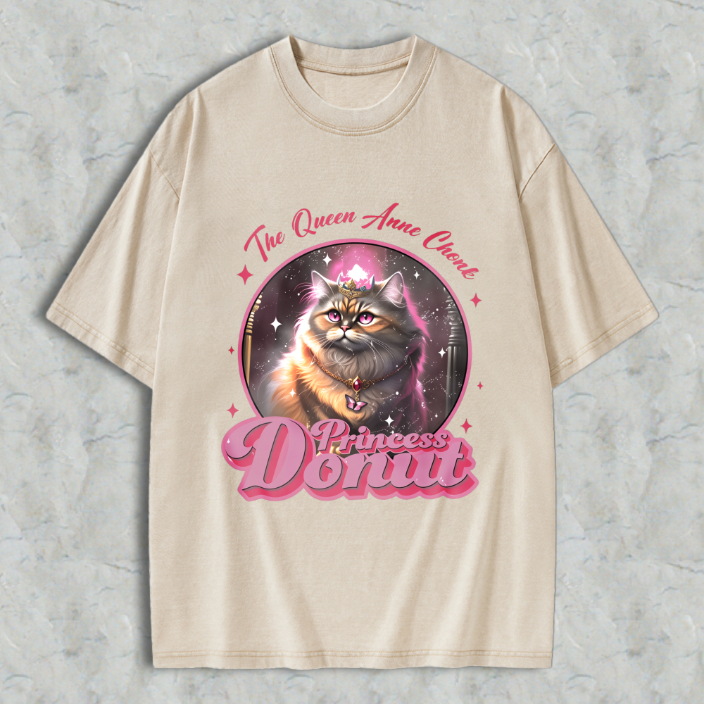 Wardrobecart Princess Donut Cat Queen Anne Client Unisex Washed T-shirt