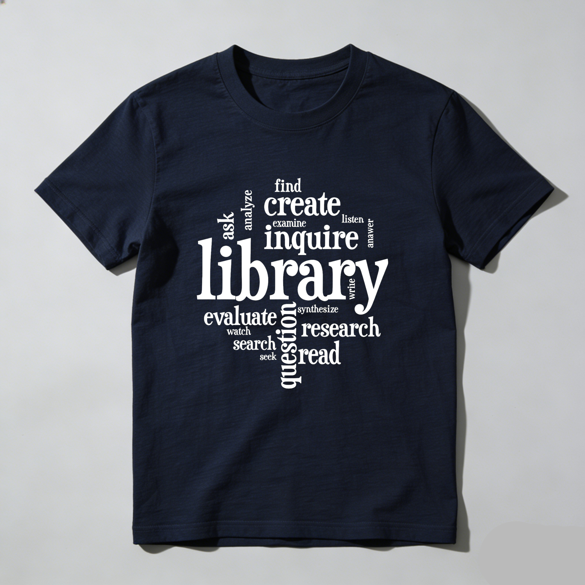 Wardrobecart Library Inquire Research Read Evaluate Create Find Ask Tshirt