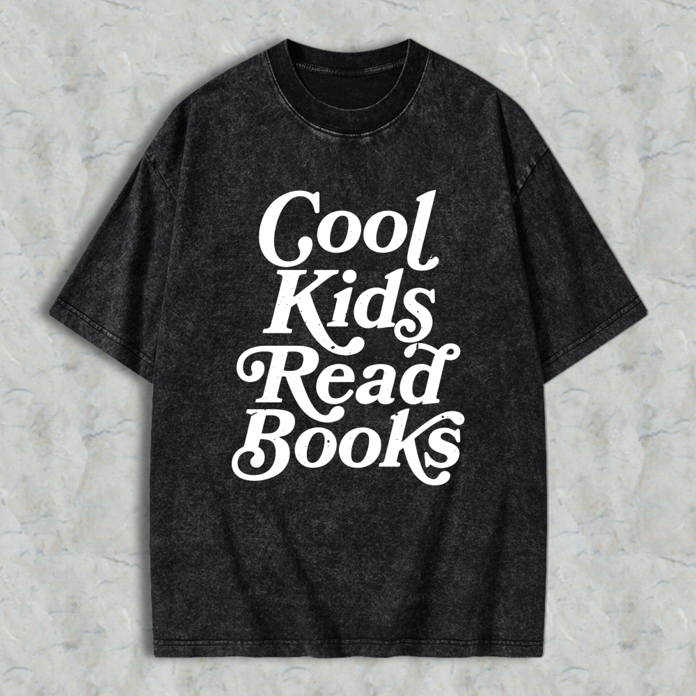 Wardrobecart Cool Kids Read Books Unisex Washed T-shirt