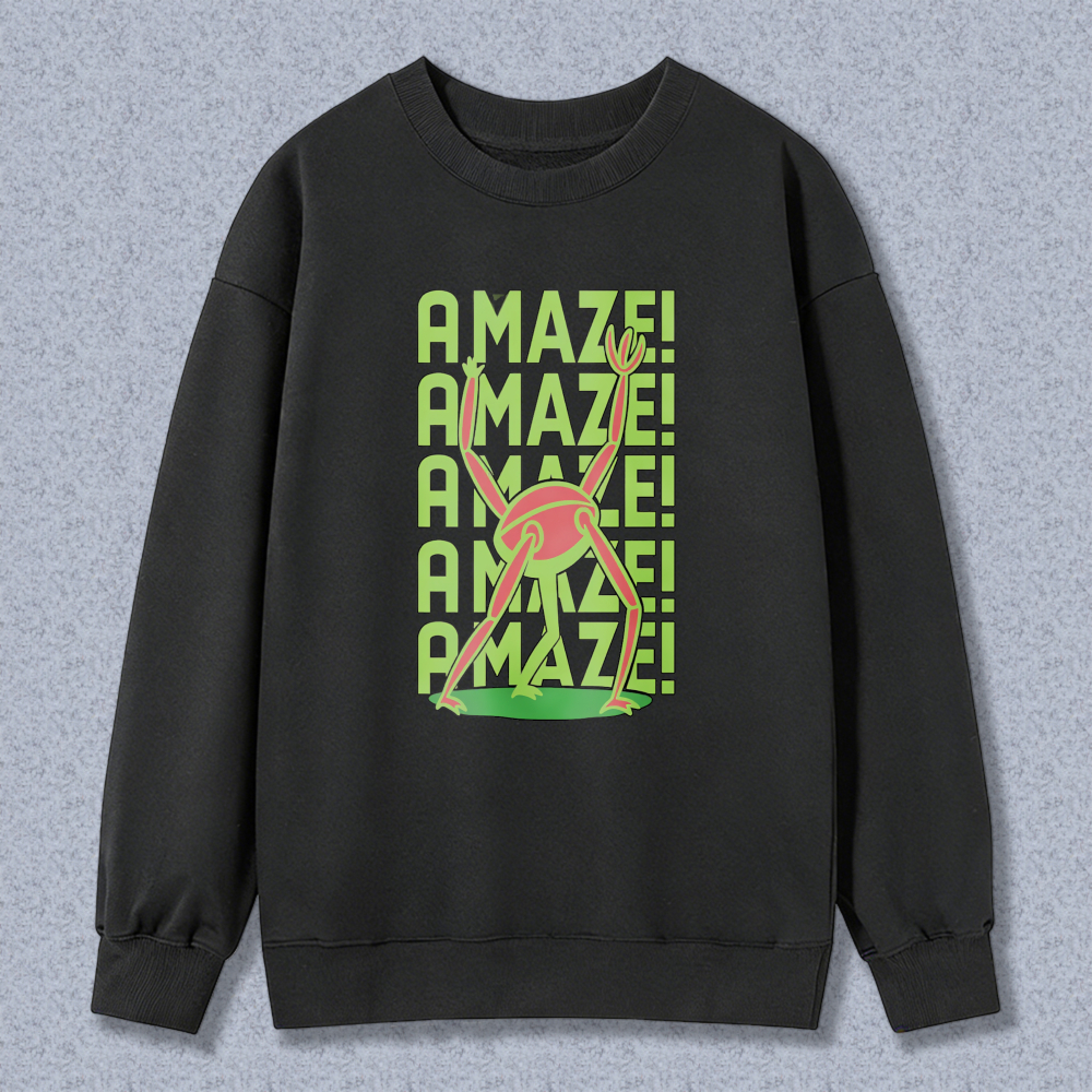 Wardrobecart Amaze Text And Frog Pattern Unisex Classic Sweatshirt