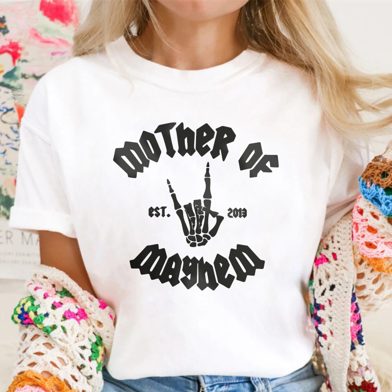 Mother Of Mayhem Skeleton Hand Rock Gesture Est 2019, Unisex Classic T-shirt