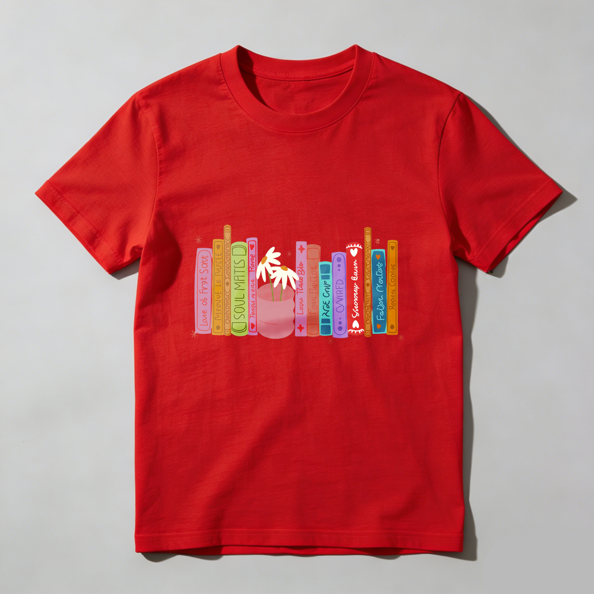 Wardrobecart Colorful Books With Plant And Stars Unisex Classic T-shirt
