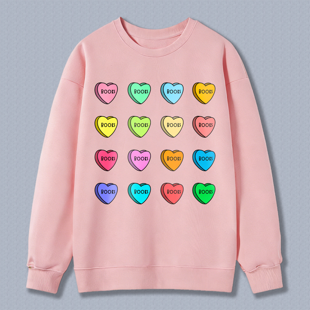 Wardrobecart Candy Heart Book Pattern Unisex Classic Sweatshirt