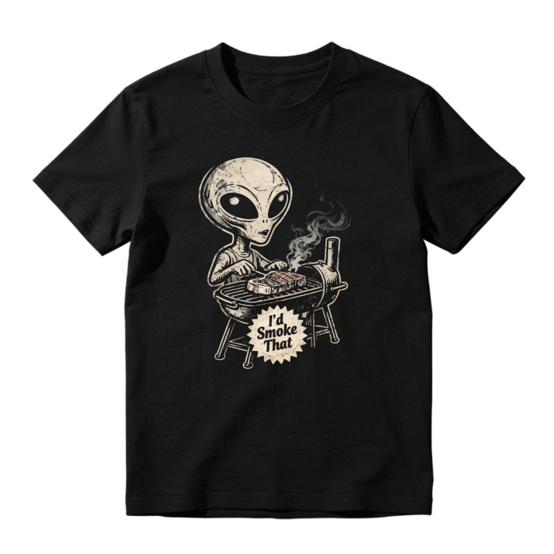 Alien Grilling Barbecue I D Smoke That Funny Sci Fi Humor Unisex Classic T-shirt
