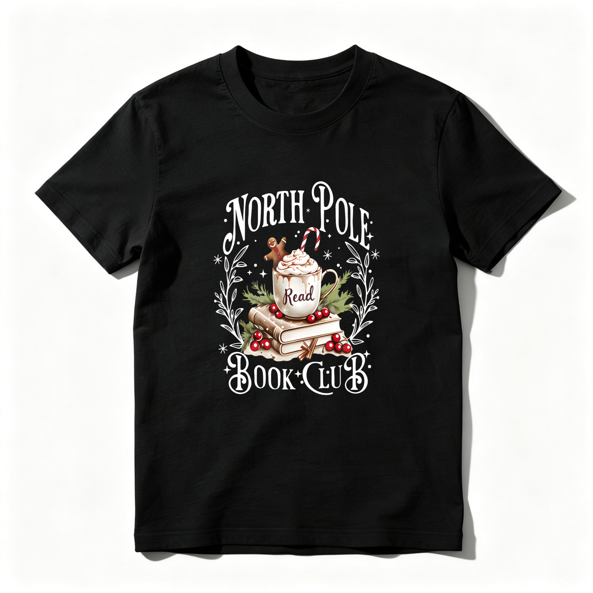 Wardrobecart North Pole Book Club Christmas Reading Theme Tshirt