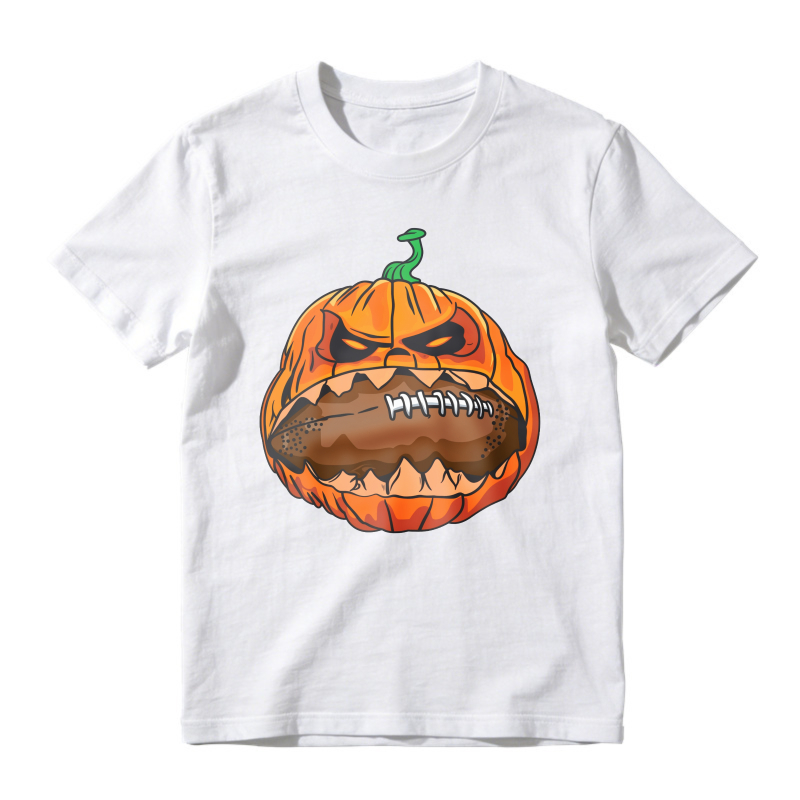 Scary Pumpkin With Football Mouth Halloween Graphic Unisex Classic T-shirt