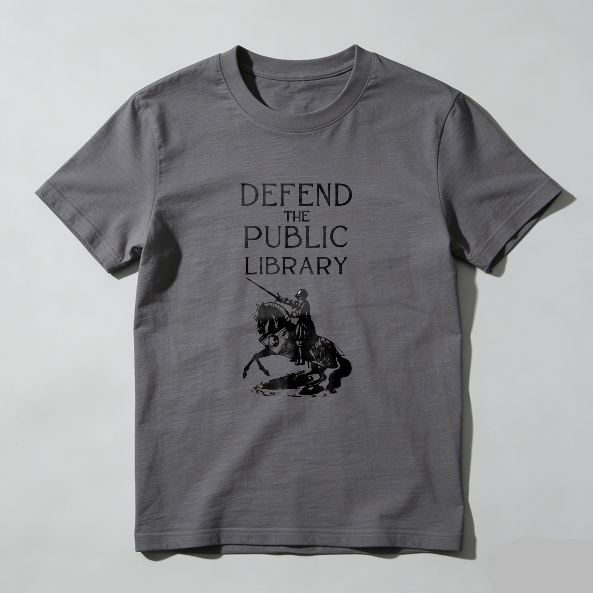 Wardrobecart Defend The Public Library Knight On Horse Tshirt