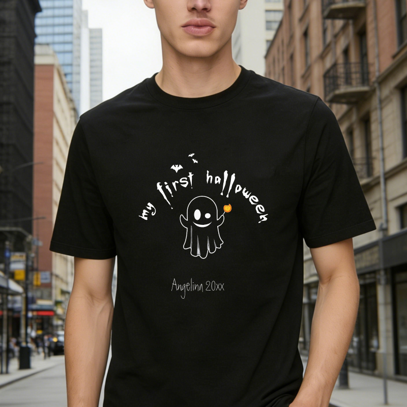 My First Halloween Cute Ghost With Pumpkin Unisex Classic T Shirt