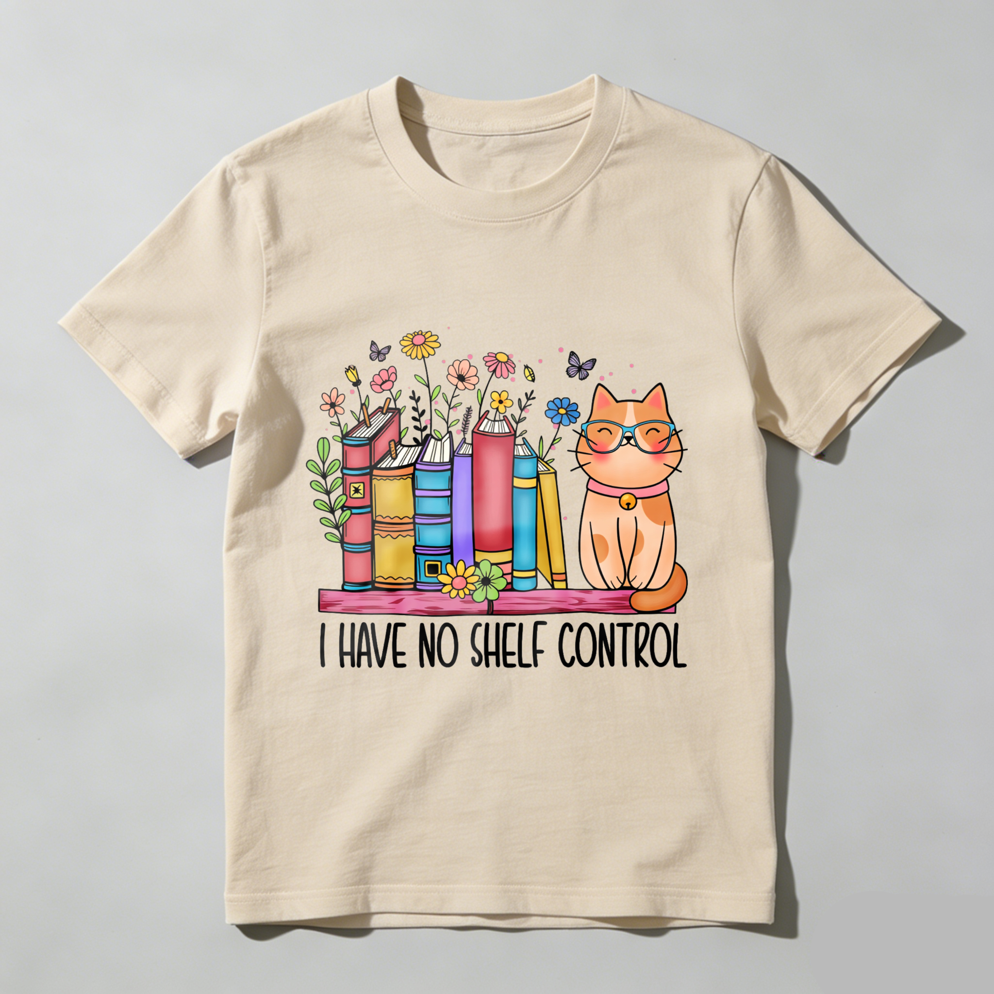 Wardrobecart Cat With Books And Flowers I Have No Shelf Control Unisex Classic T-shirt
