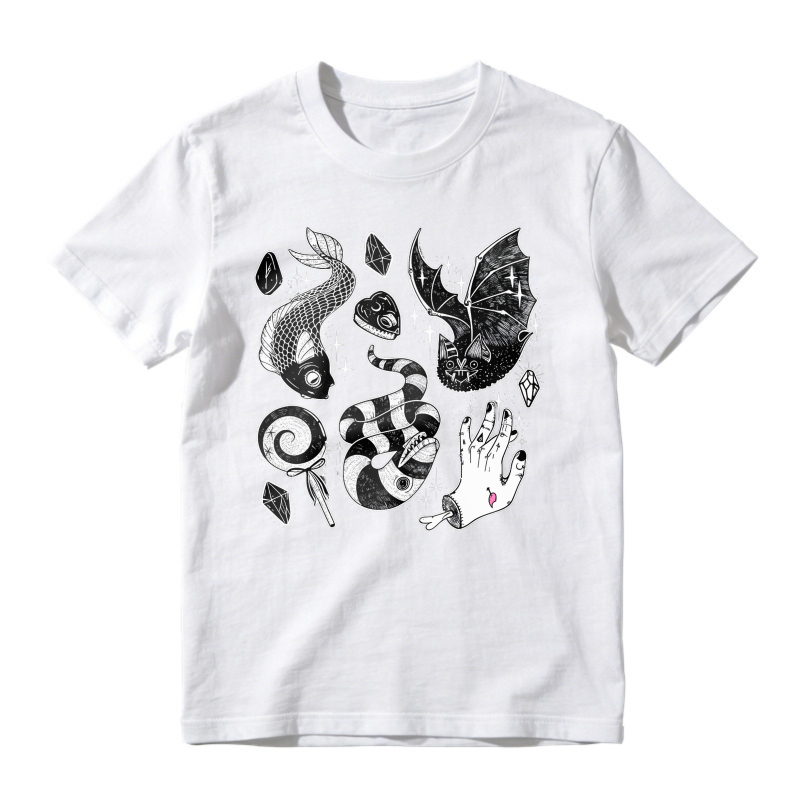 Koi Fish, Dragon, Snake, Hand, And Gems Graphic, Unisex Classic T-shirt