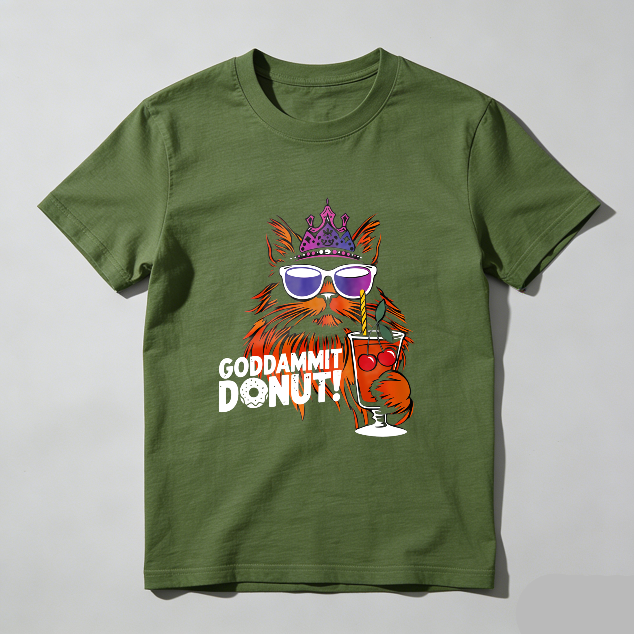 Wardrobecart Cat With Crown Sunglasses And Cocktail Tshirt