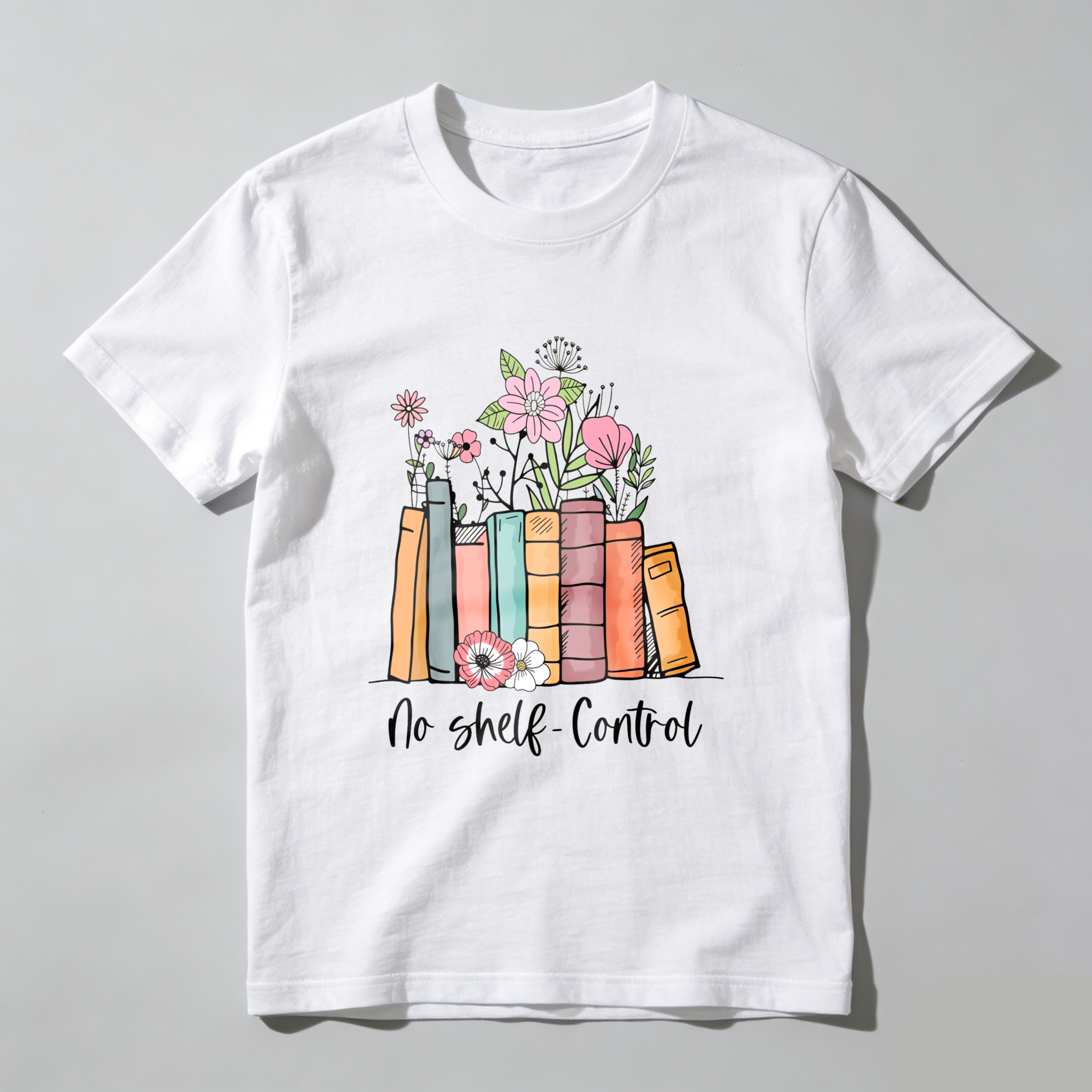 Wardrobecart Book Stack With Flowers And Text No Shelf Control Unisex Classic T-shirt