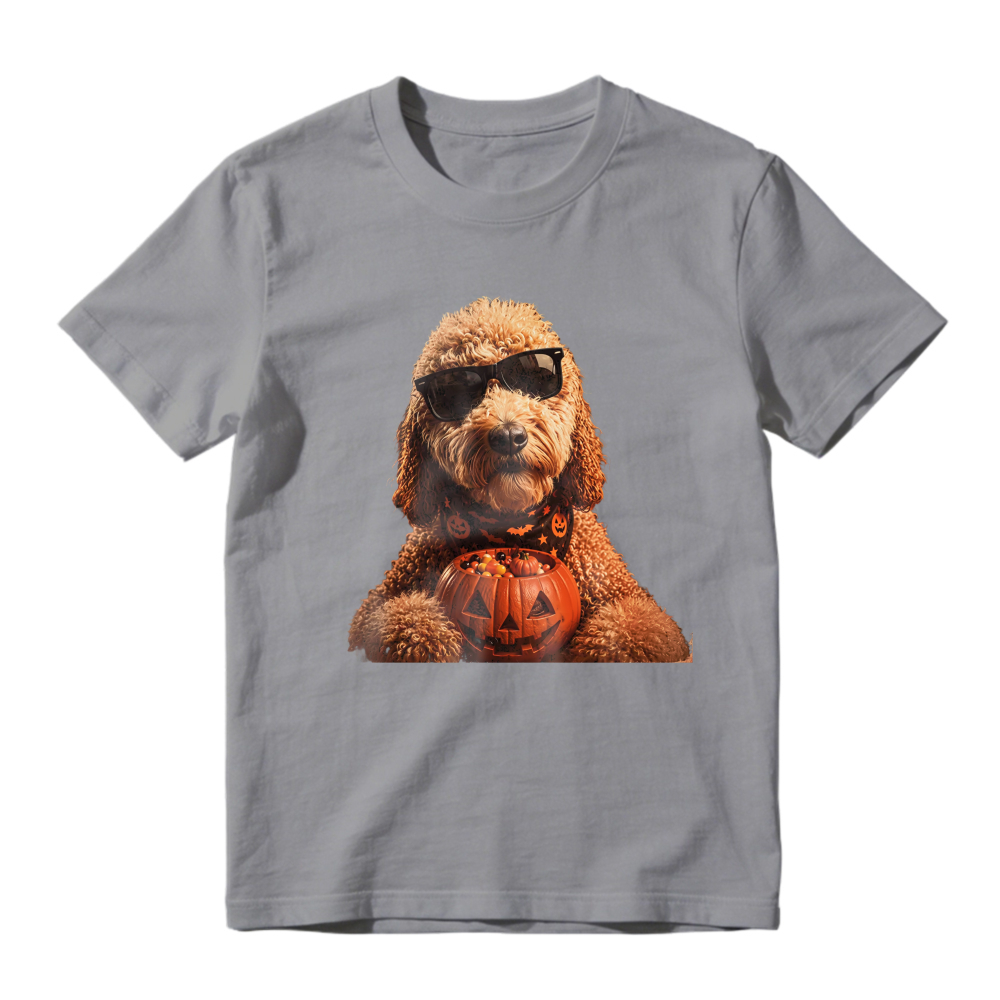 Funny Halloween Poodle With Sunglasses And Pumpkin, Unisex Classic T-shirt