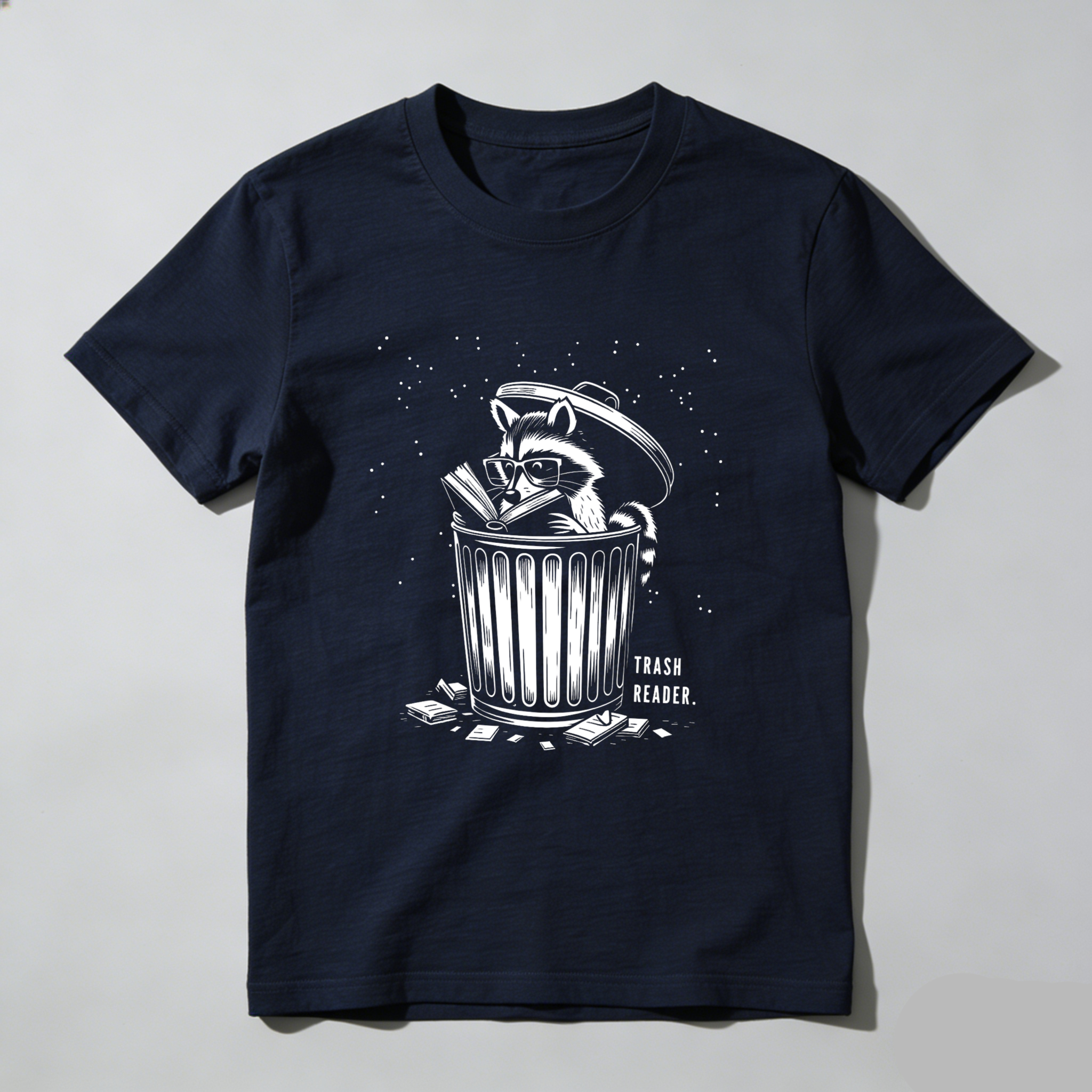 Wardrobecart Raccoon Reading Book In Trash Can Tshirt
