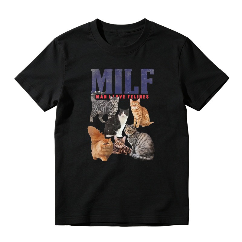 MILF Man I Love Felines Cats Graphic, Unisex Classic T-shirt