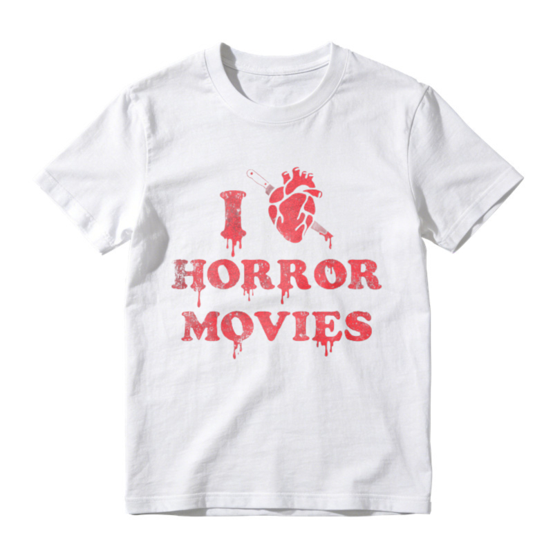 I Love Horror Movies With Heart And Knife Graphic T-shirt