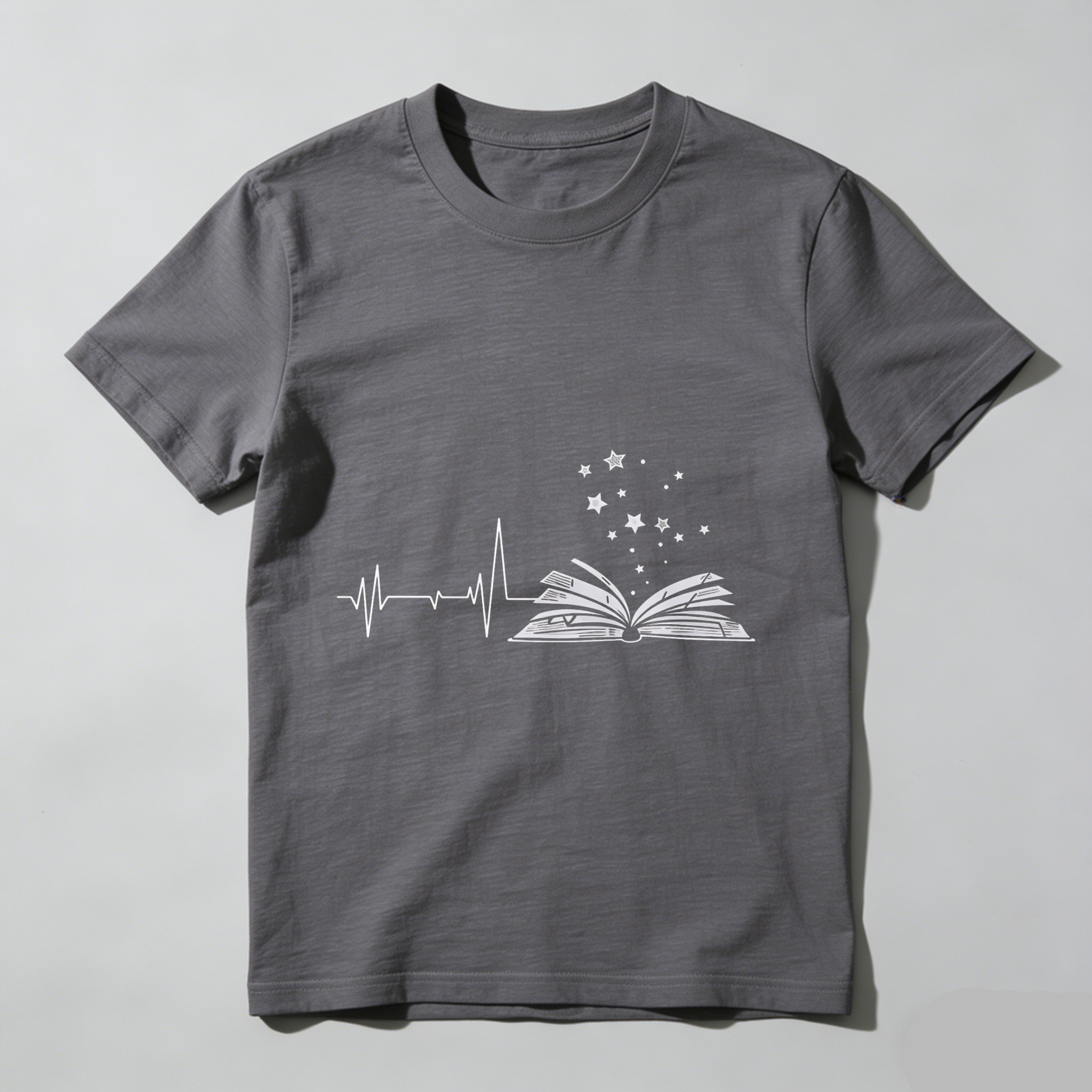 Wardrobecart Heartbeat Book Stars Pattern Print Tshirt