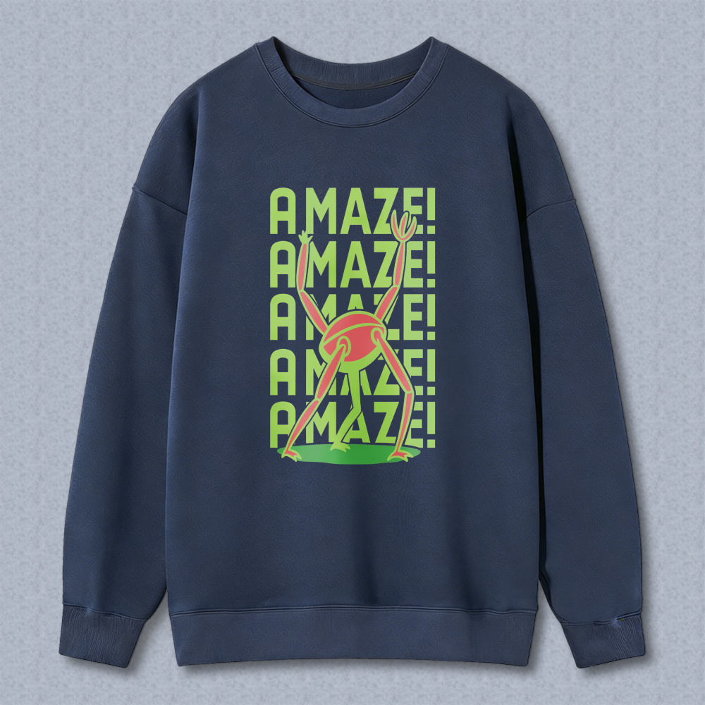 Wardrobecart Amaze Text And Frog Pattern Unisex Classic Sweatshirt