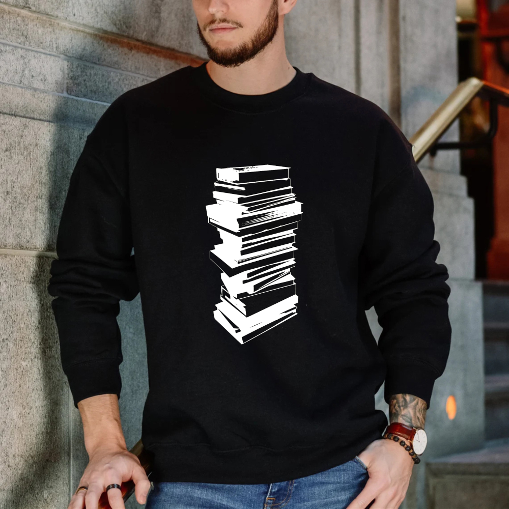 Wardrobecart Stack Of Books Pattern Unisex Classic Sweatshirt