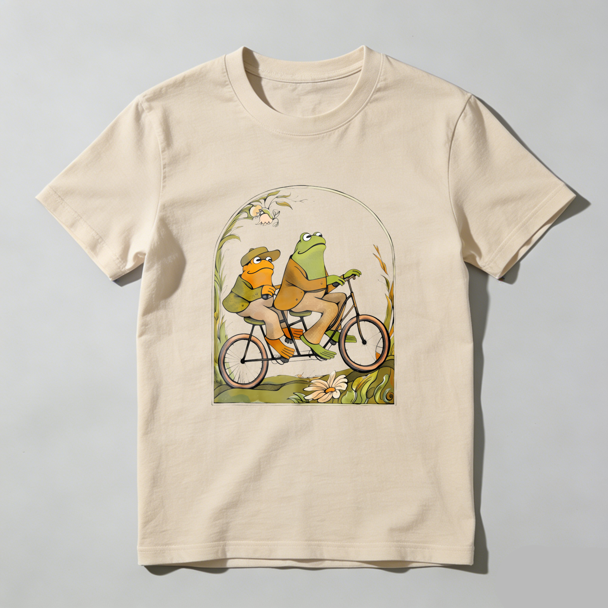 Wardrobecart Frog And Duck Ride Bicycle Together Tshirt