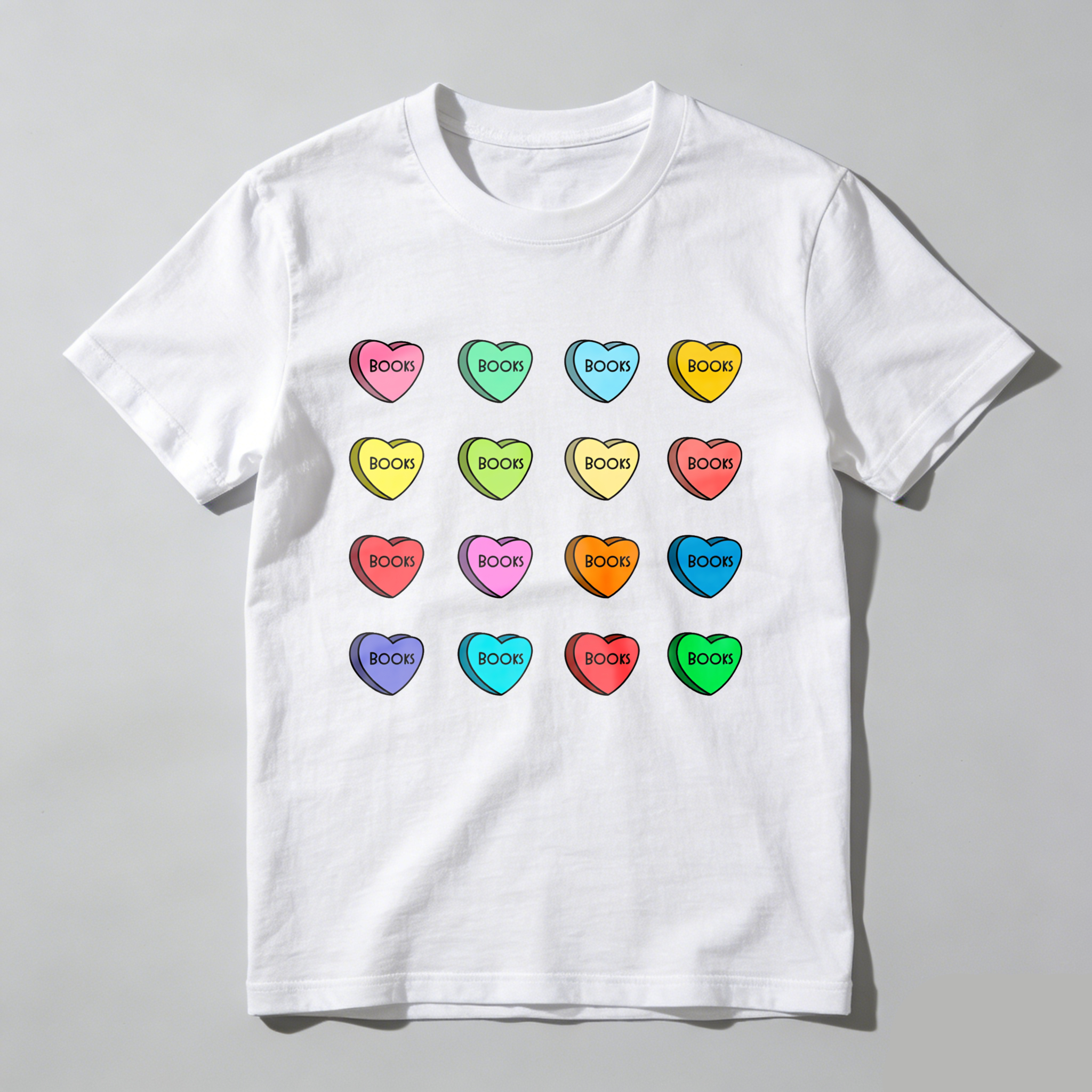 Wardrobecart Colorful Hearts With Boop Text Tshirt