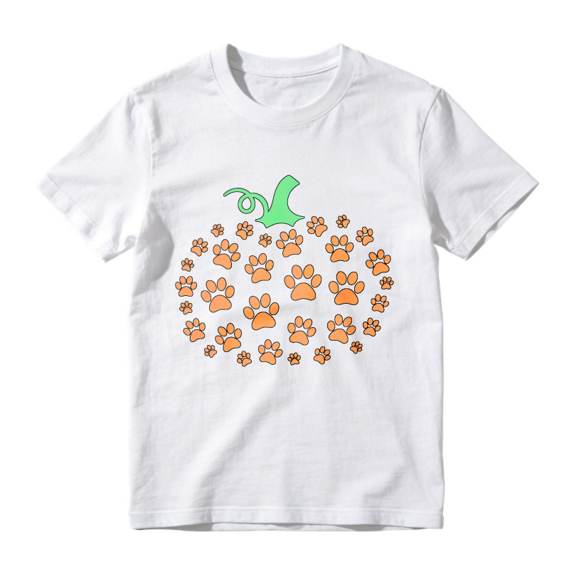 Pumpkin Made Of Orange Paw Prints With Green Stem Unisex Classic T-shirt