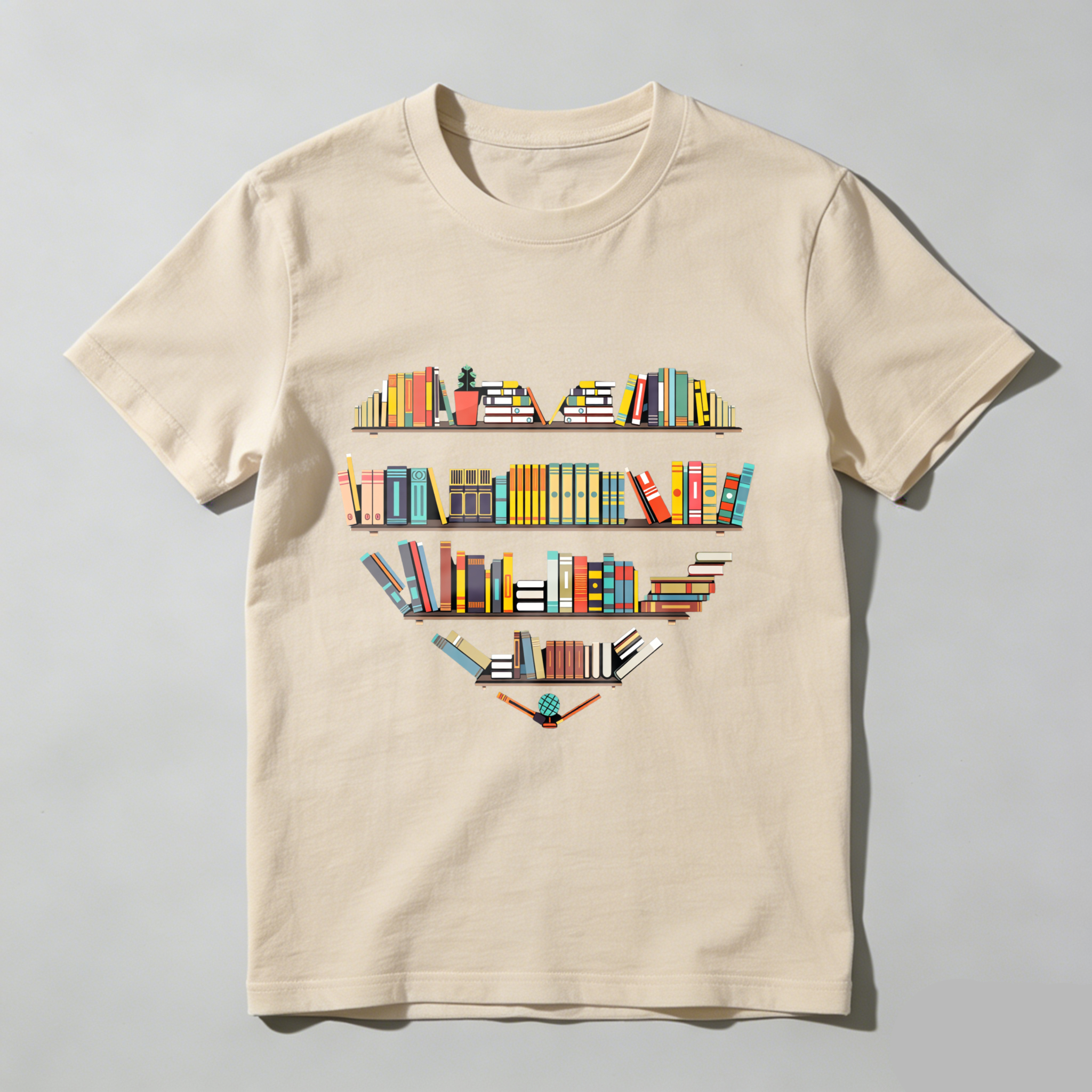 Wardrobecart Bookshelf Design With Colorful Books Tshirt