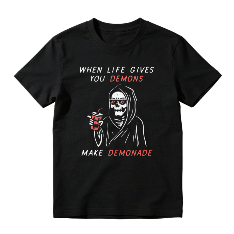 When Life Gives You Demons Make Demonade Funny Skeleton Graphic T-shirt