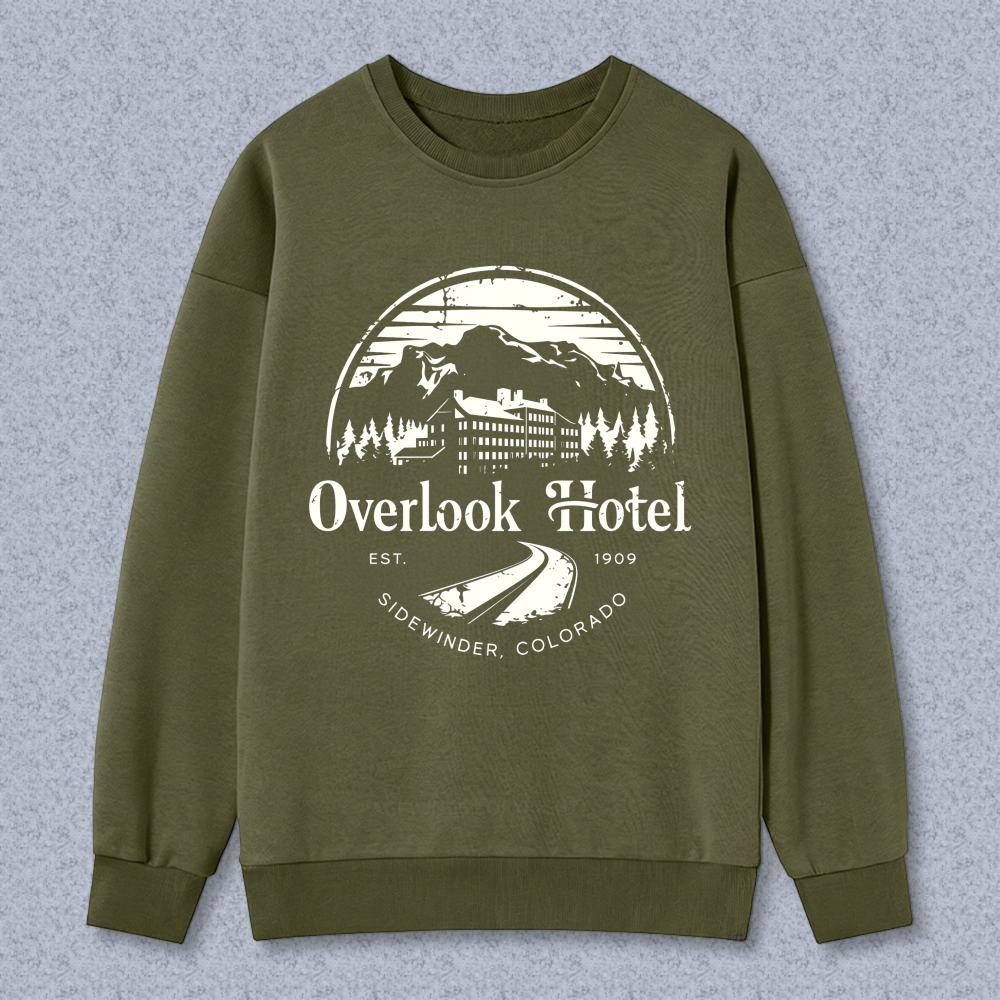 Wardrobecart Overlook Hotel Mountain Scene With Trees And Building Unisex Classic Sweatshirt