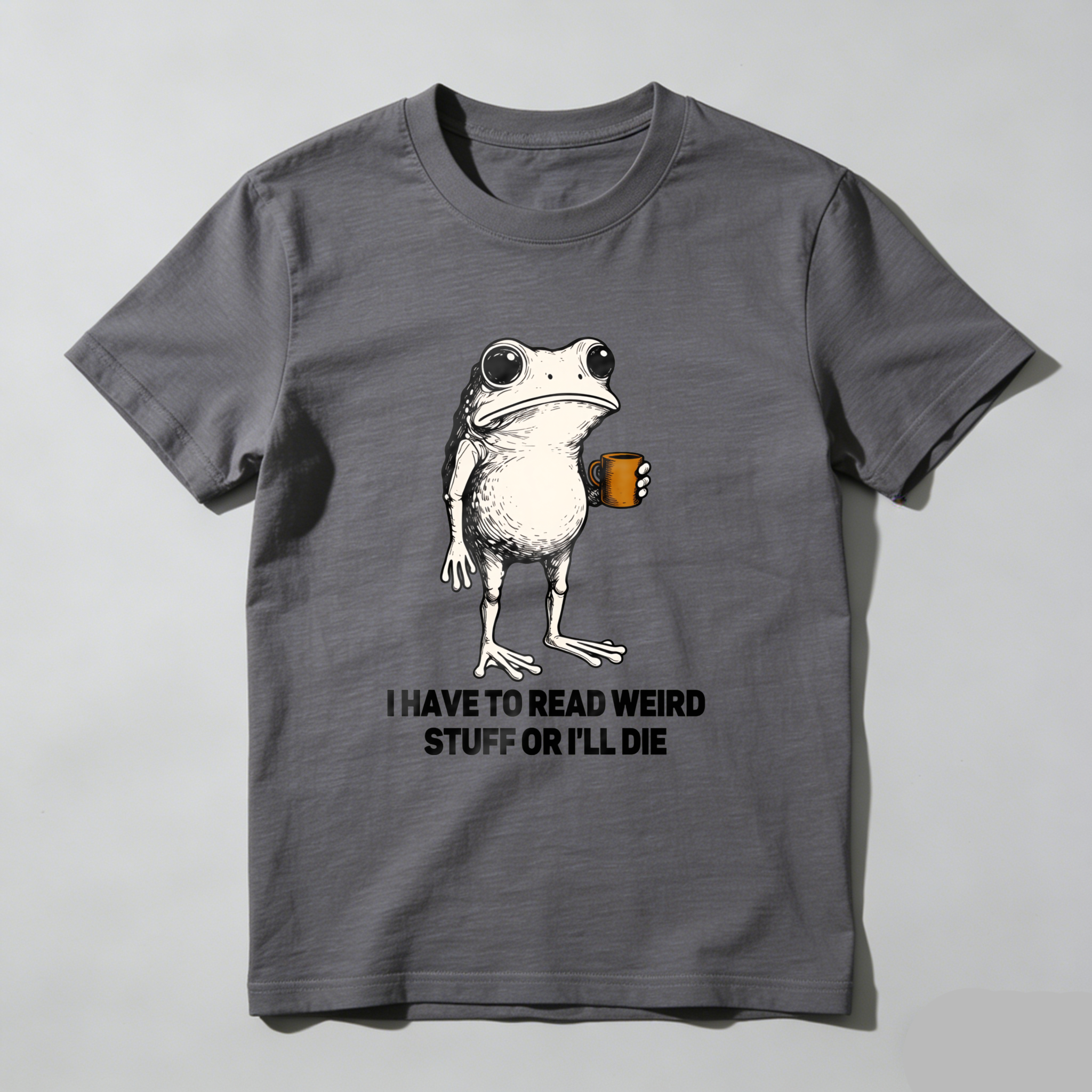 Wardrobecart Frog Holding Coffee Mug Standing Tshirt